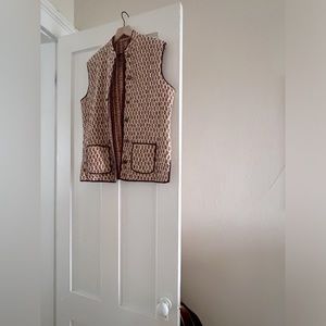 Reversible Red and Cream Quilted Vest, L